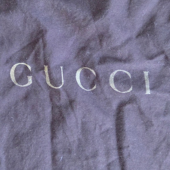 Gucci Accessories - Gucci Dark Brown Cotton Drawstring Dust Bag Large 14.5x23 Logo Storage Bag
